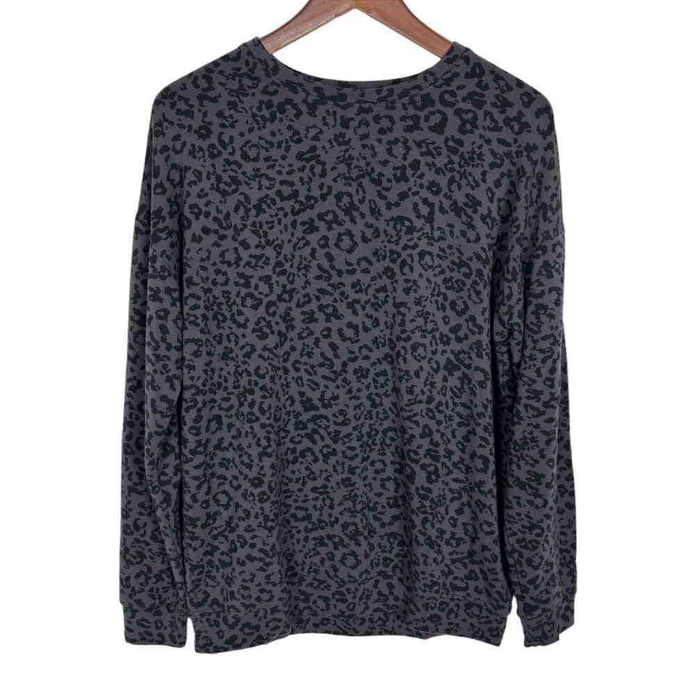 Athleta Pure Luxe Leopard Sweatshirt Top Spring Night Large  #502398 - Picture 4 of 7